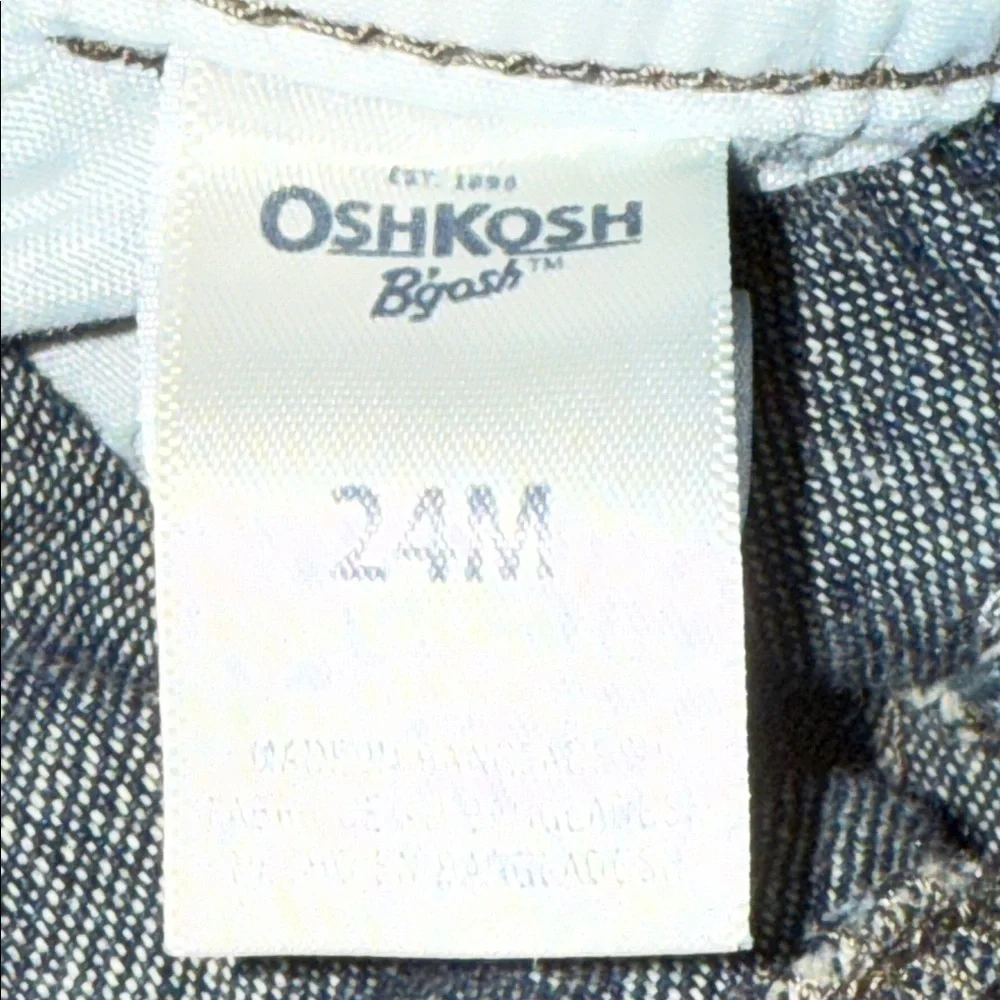 Oshkosh B’Gosh Denim Football Embroidered Overalls SZ 24 Months